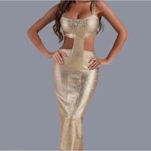 Bella Barnett Metallic Bandage Dress NWT Size Large